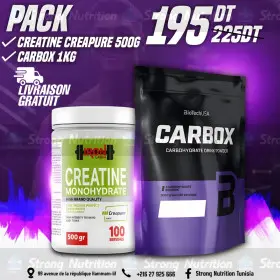 Pack Creatine Creapure Monohydrate - 500 Gr - IronLab + Carbox - 1 Kg - Biotech Usa