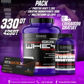 Pack Prostar 100% Whey - 2.4 Kg + Creatine Monohydrate - 300 Gr - Ultimate Nutrition + VitaMatrix - 60 Capsules - Dietex