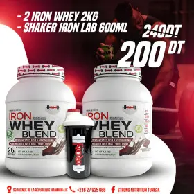 Pack Promo 2 x Whey Blend IronLab + Shaker IronLab