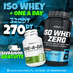 Pack Iso Whey Zero 908 Gr + One A Day 100 Comprimés Biotech Usa Pack Iso Whey Zero 908 Gr + One A Day 100 Comprimés Biotech Usa