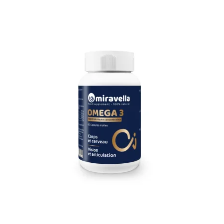 Omega 3 1000 - 60 Gélules - Miravella | MIRAVELLA | Acides Gras - Strong Nutrition Tunisia
