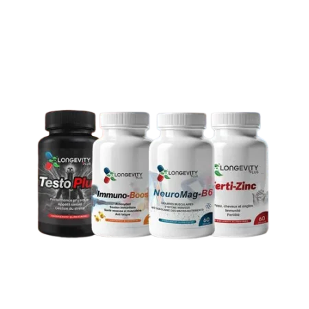 Pack-Men TestoPlus + Immuno-Boost + NeuroMag + Ferti-Zinc - Longevity Plus | LONGEVITY PLUS | Booster D'hormone - Strong Nutrition Tunisia