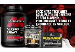 Pack Nitro Tech Whey Gold, Platinum Creatine et Beta Alanine : Performances, Force et Endurance en Synergie