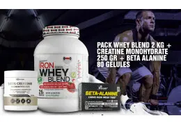 Pack Whey Blend 2 Kg + Creatine Monohydrate 250 Gr + Beta Alanine 80 Gélules : Puissance, Endurance et Croissance Musculaire